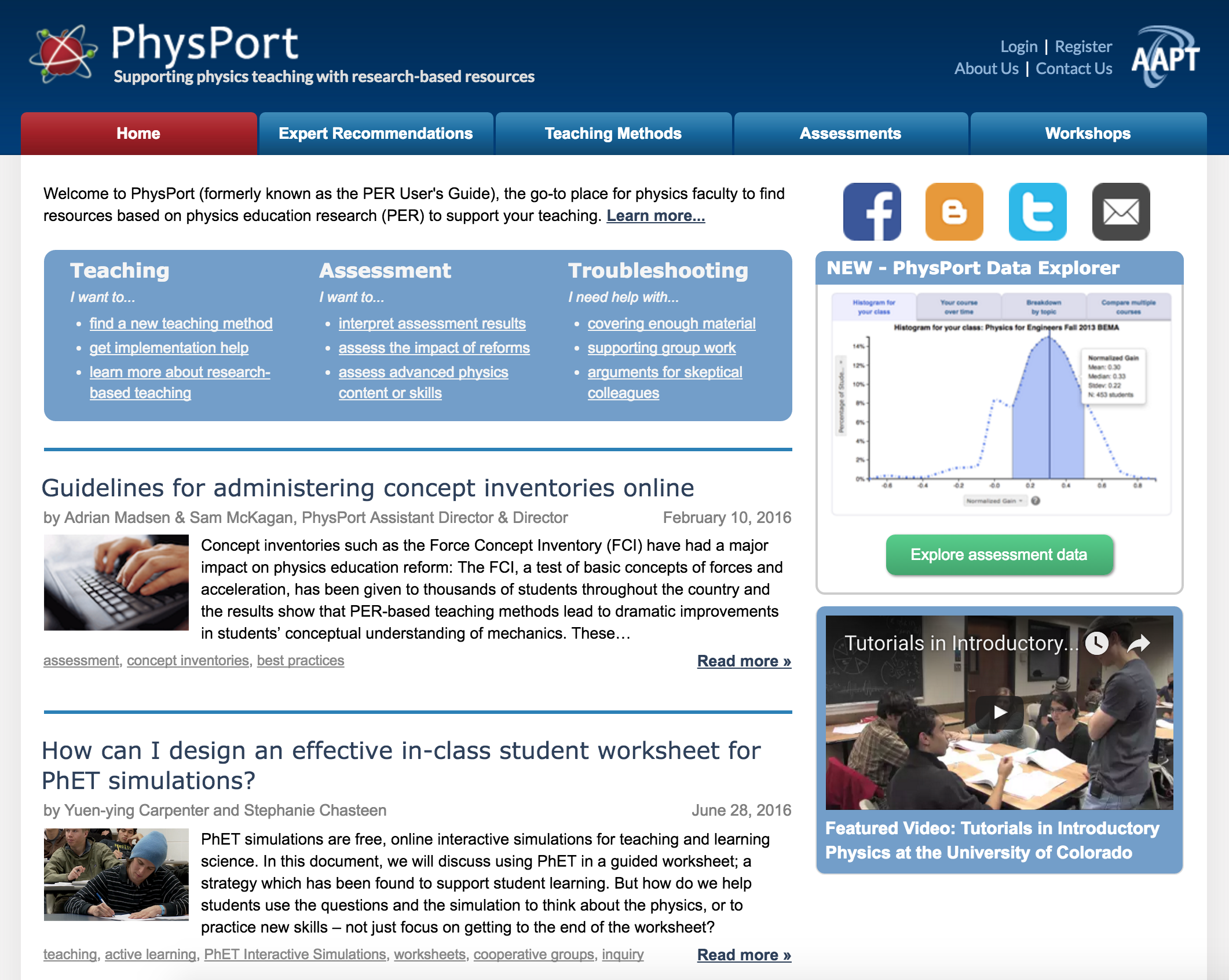 PhysPort Front Page