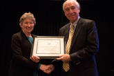 Jay Pasachoff receives the Richtmyer Memorial Lecture Award from Mary Elizabeth Mogge.