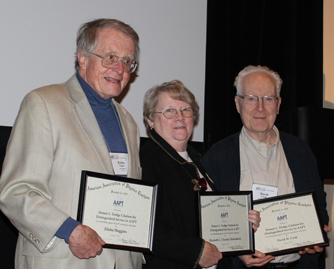Elisha Huggins, Elizabeth Holsenbeck, and David Cook received the Homer L. Dodge Citation for Distinguished Service to AAPT.