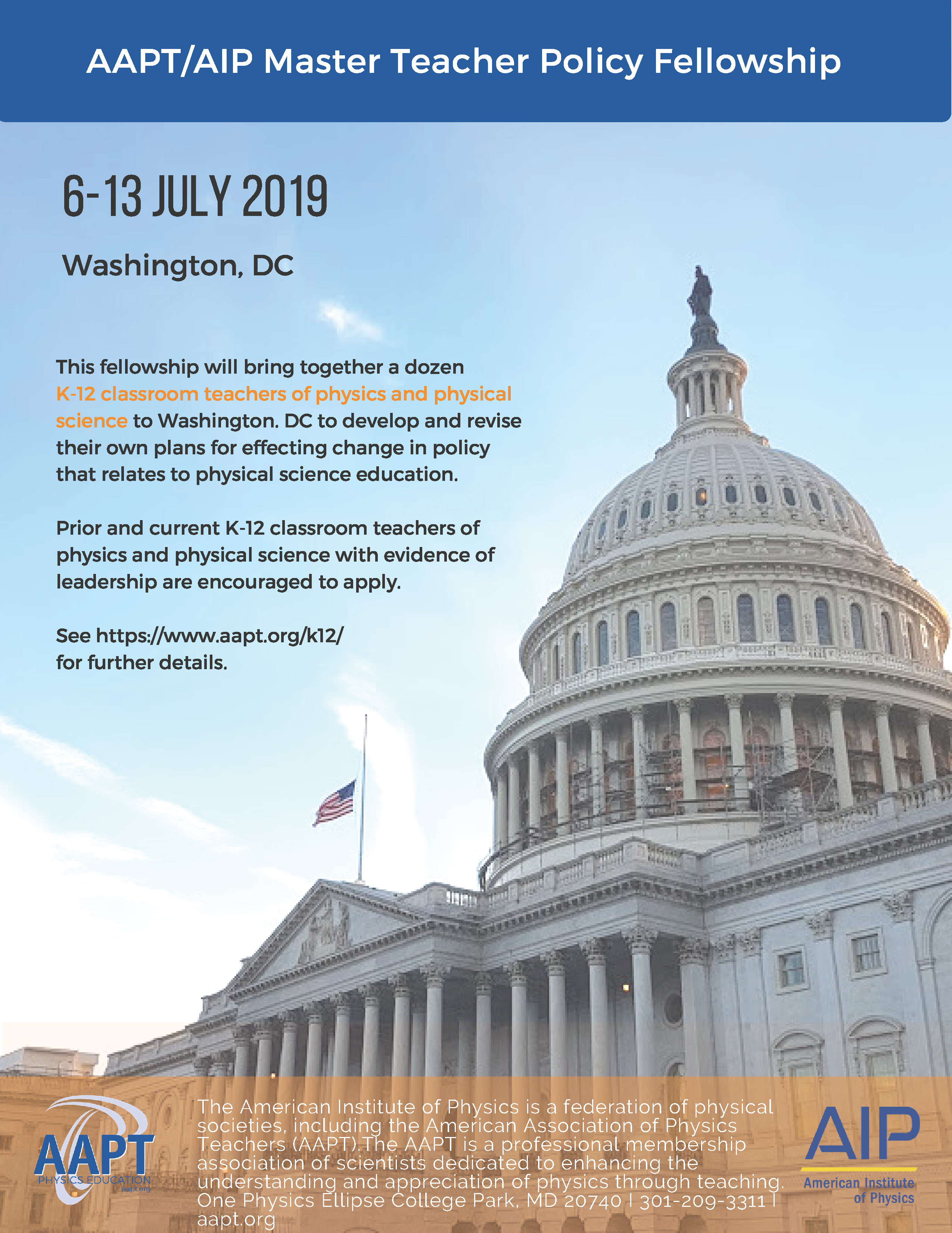 AAPT_AIP_Master_Teacher_Leader_Fellowship AAPT AIP Master Teacher Policy Fellowship