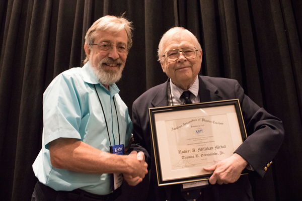 Tom Greenslade received the Millikan Award